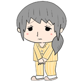 困る入院患者の女性のイラスト