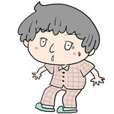 驚くパジャマの男性のイラスト