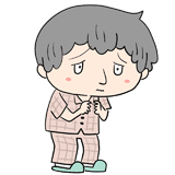 困る男性の入院患者のイラスト