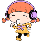 楽しそうに踊るヘッドホンの女の子のイラスト