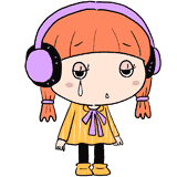 泣くヘッドホン女子のイラスト