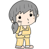 考えるパジャマの女性のイラスト