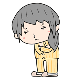 悩む入院患者の女性のイラスト