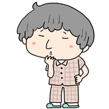 考えるパジャマの男性のイラスト
