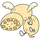 ふわふわ飛んでる３節のレンコンのイラスト