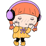 照れるヘッドホン女子のイラスト