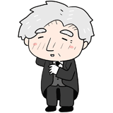 照れる老齢の執事のイラスト