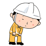 お辞儀するヘルメットの男性のイラスト