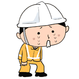 泣くヘルメットの作業員のイラスト
