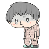 落ち込むパジャマの男性のイラスト