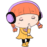 考えるヘッドホンの女の子のイラスト