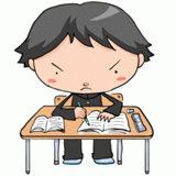 勉強する中学生のイラスト