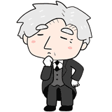 考え込む白髪の執事のイラスト