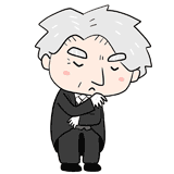 悩む黒いスーツの執事のイラスト