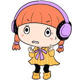 動揺するヘッドホンの女の子のイラスト