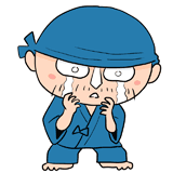 泣く作務衣の職人のイラスト