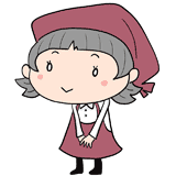 微笑む三角巾の女性店員のイラスト