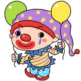 風船を持つピエロのイラスト