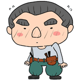 照れる大工さんのイラスト