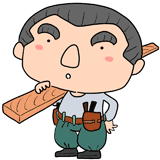 上が気になる大工さんのイラスト