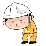 疲労するヘルメットの作業員のイラスト