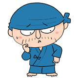 困る作務衣の職人のイラスト