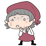 うろたえる女性店員のイラスト