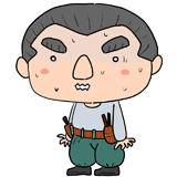 緊張する大工さんのイラスト