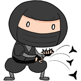 まきびしを撒く忍者のイラスト