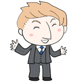 笑うスーツの白人のイラスト