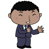 楽しそうなスーツの黒人男性のイラスト