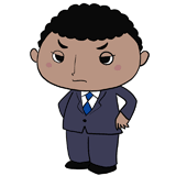 怒るスーツの黒人男性のイラスト