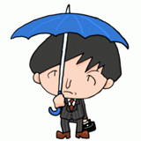 傘をさすサラリーマンのイラスト