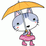 傘をさす猫のイラスト