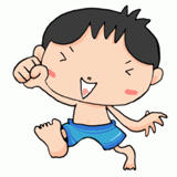 嬉しそうな水着の男の子のイラスト