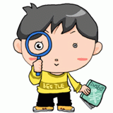 虫眼鏡をのぞく男の子のイラスト