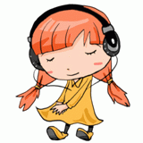 音楽を聴く女性のイラスト