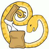 餅つきをする蛇のイラスト