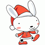 歩くサンタうさぎのイラスト