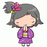 お参りする女の子のイラスト