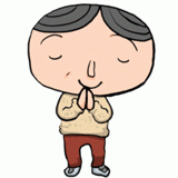 お参りする男性のイラスト