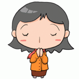 お参りする女性のイラスト