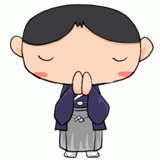 お参りする男の子のイラスト