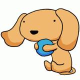 ボールを持つ犬のイラスト