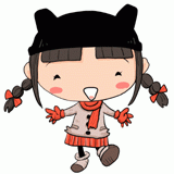 楽しそうなニット帽の女の子のイラスト