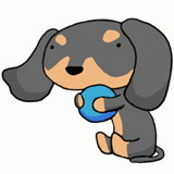 ボールを持つダックスフンドのイラスト