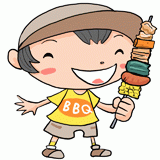 バーベキューの男の子のイラスト