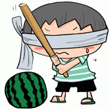 スイカ割りする男の子のイラスト