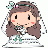 幸せそうな結婚式の新婦のイラスト