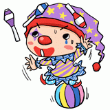 練習中のピエロのイラスト
